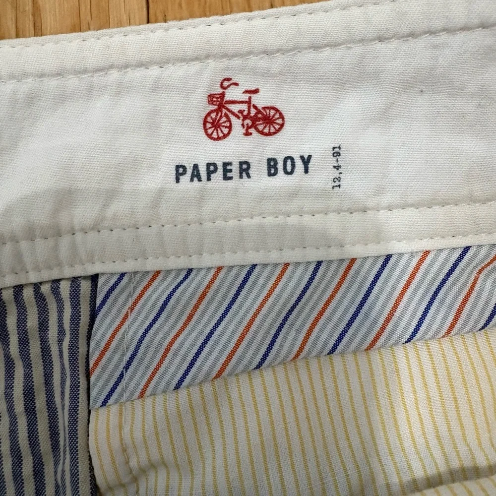 Anthropologie Paper Boy Blue & White Pinstripe Seersucker Mini Skirt Size 4